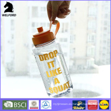 2016 BPA libre botella de agua de deportes de plástico 1L con tapa de tornillo y boquilla de succión